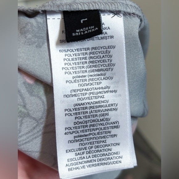 Ralph Lauren Gray Floral Satin Pajamas Size Large Top Pants Romance Feminine - Picture 10 of 11